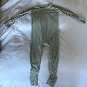 Little Sleepies Sage Green Zip Bamboo Onesie
